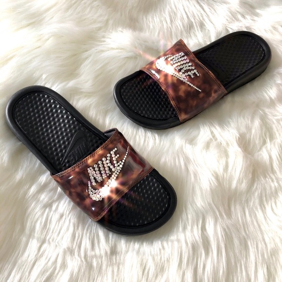 Nike Shoes - Swarovski Nike Benassi Slide Tortoise